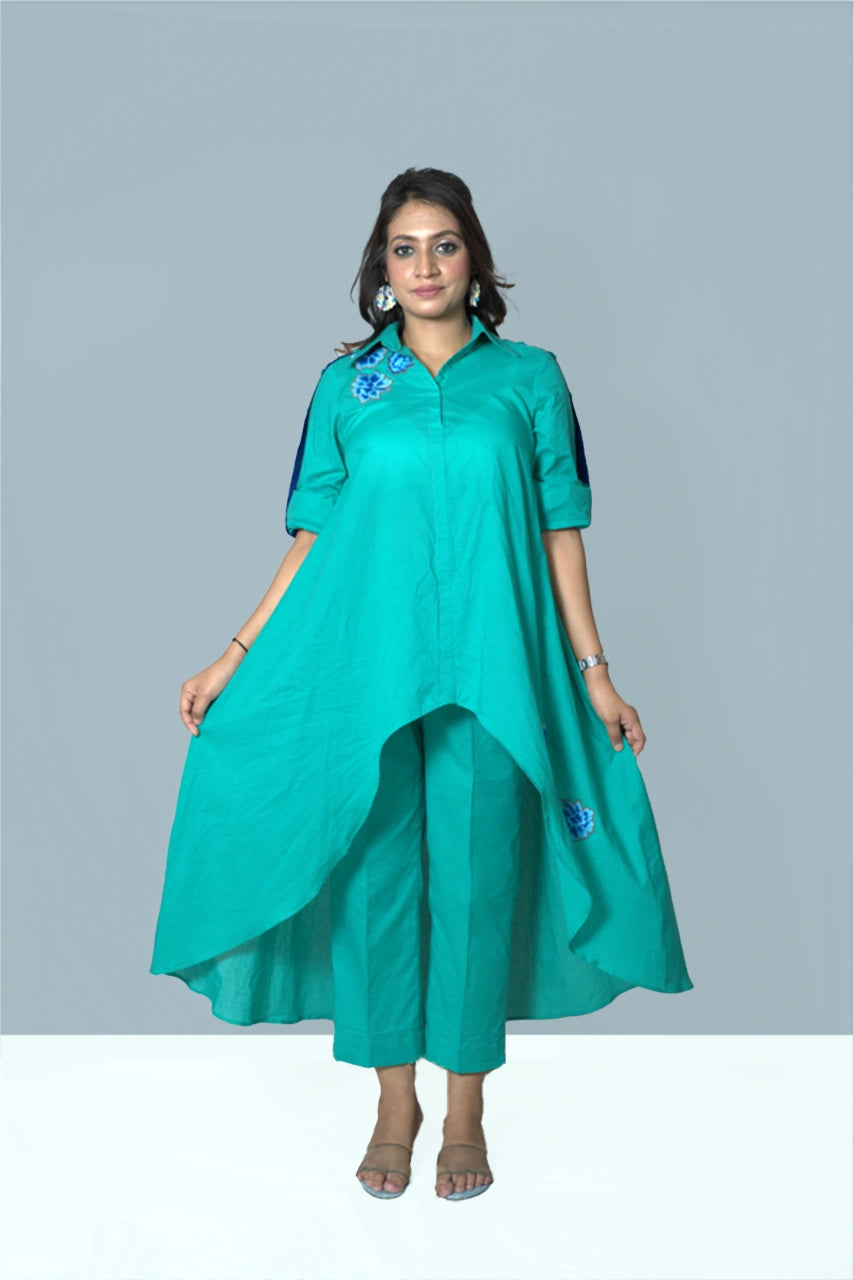 Aqua Bloom Asymmetric Co-Ord