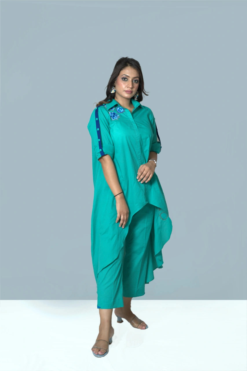 Aqua Bloom Asymmetric Co-Ord