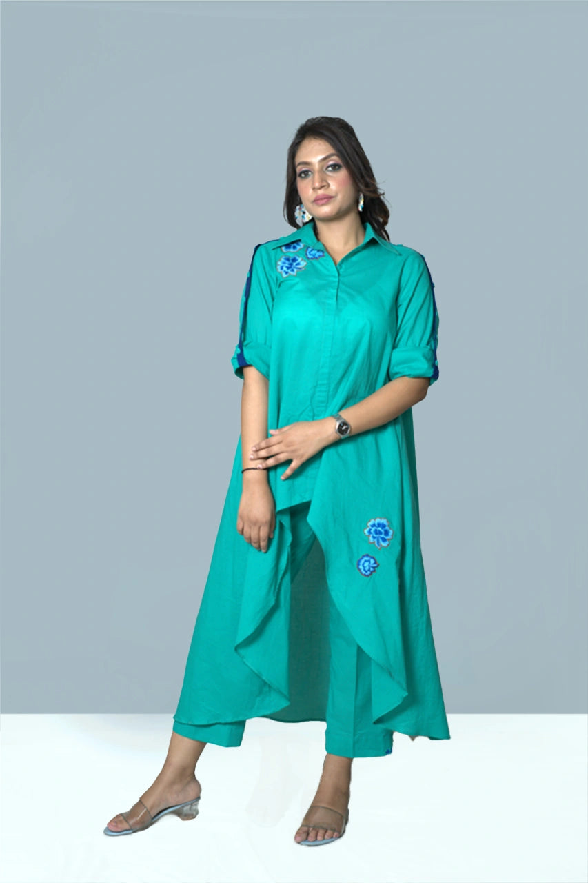 Aqua Bloom Asymmetric Co-Ord