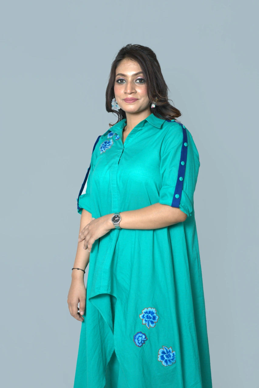 Aqua Bloom Asymmetric Co-Ord