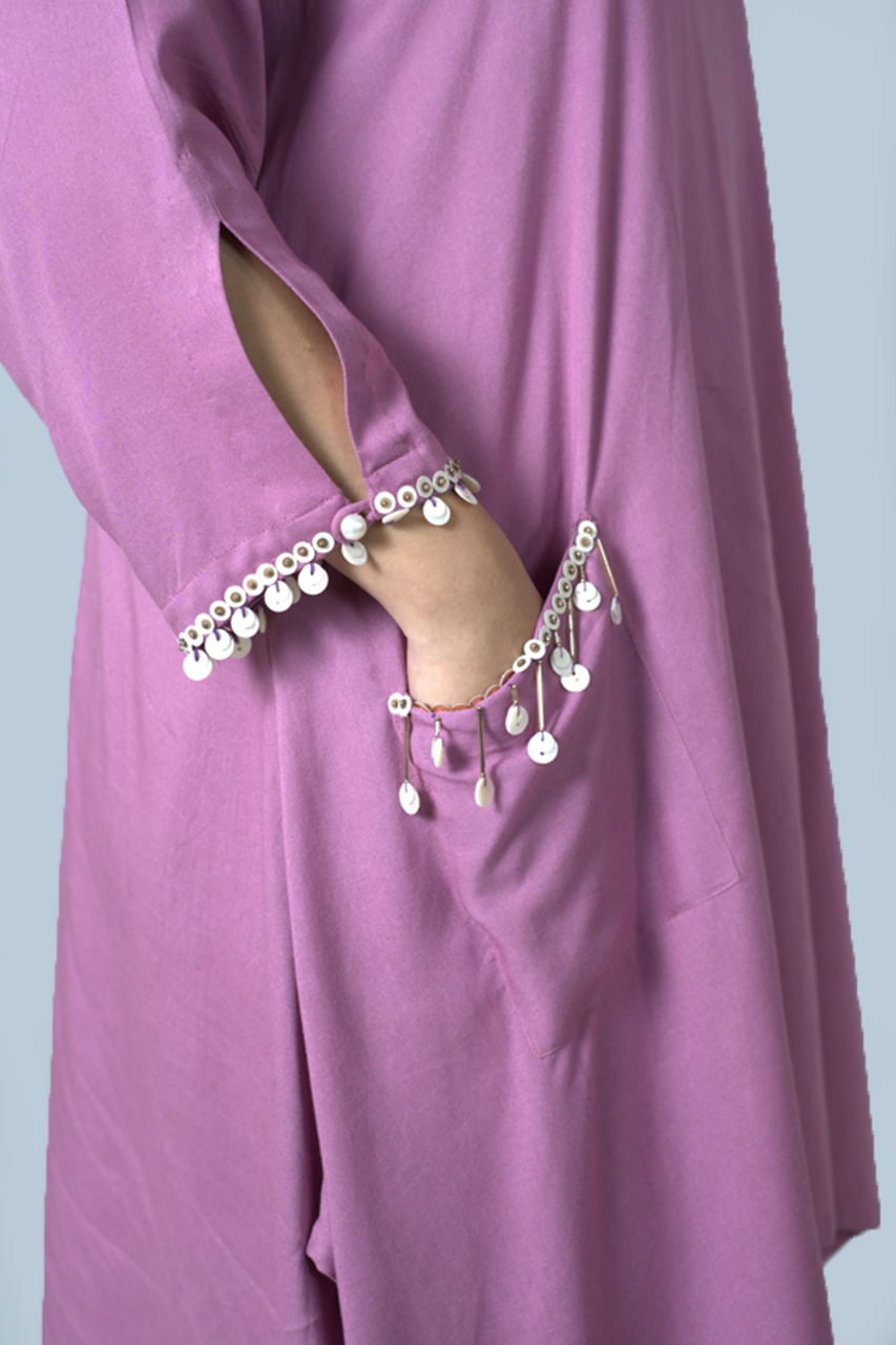 Pink Shell Asymmetric Kurta Co- ord Set