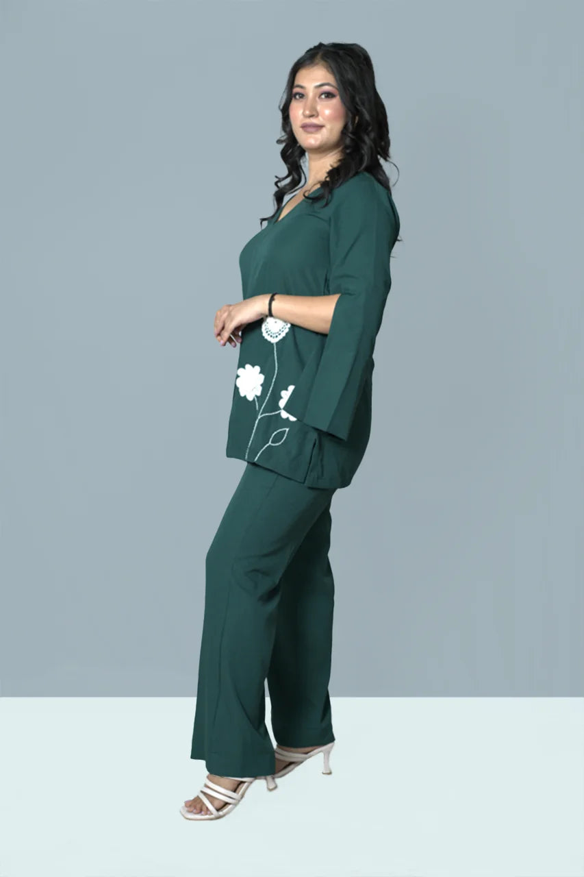 Cape Sleeves  Bottle Green Co-Ord Set