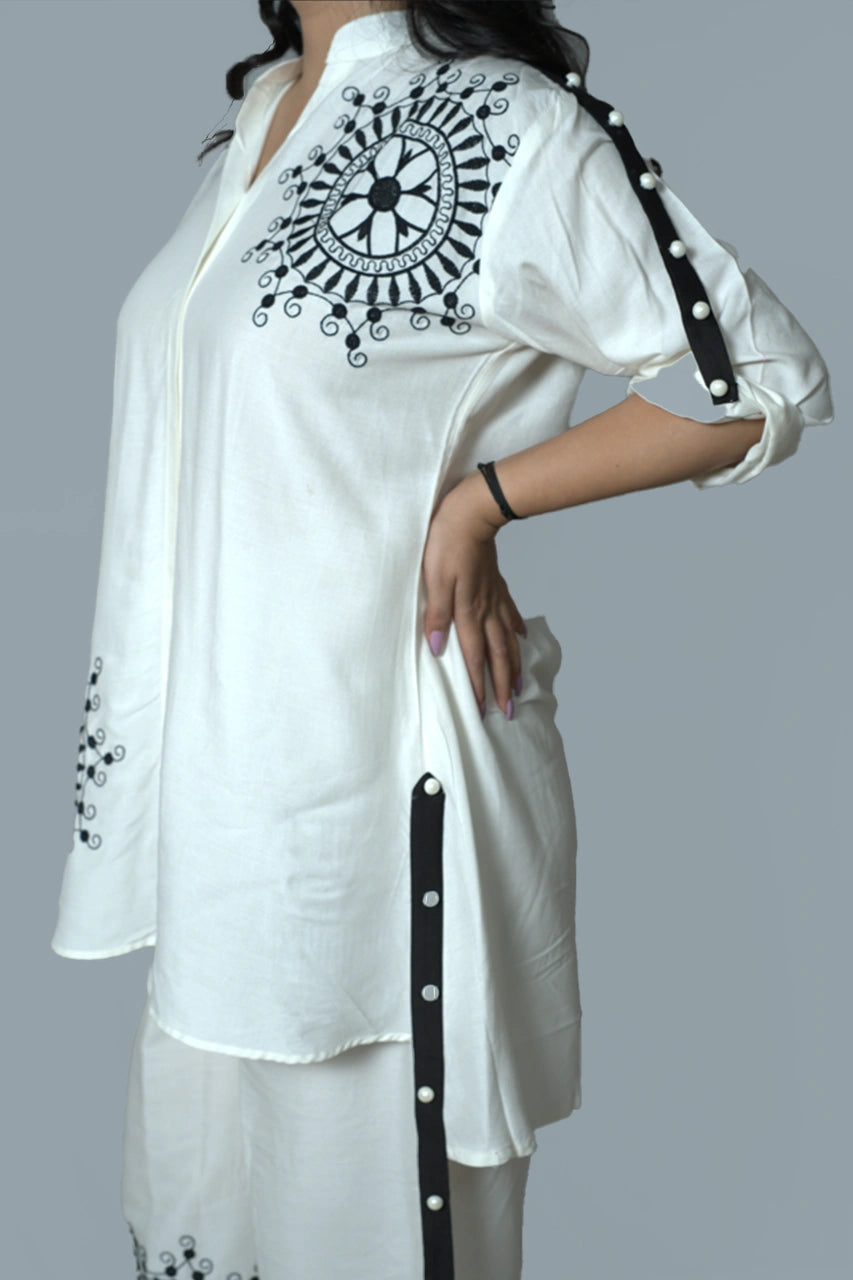 Ivory Thread Embroidery Co-Ord Set