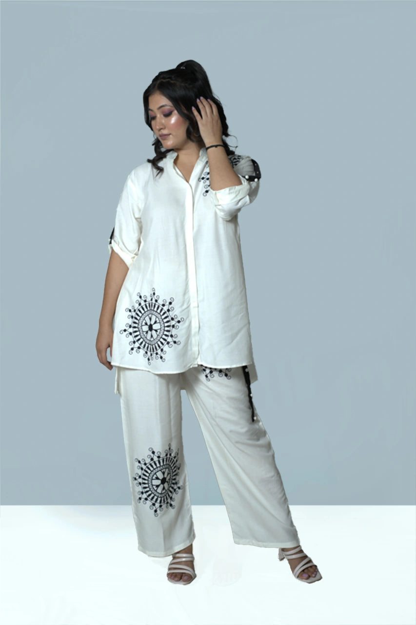 Ivory Thread Embroidery Co-Ord Set