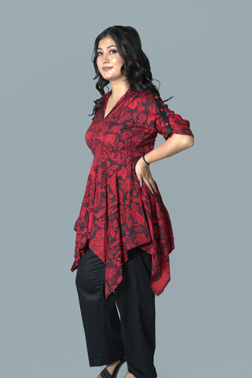 Liberty Ruby Red and Black Co-Ord set