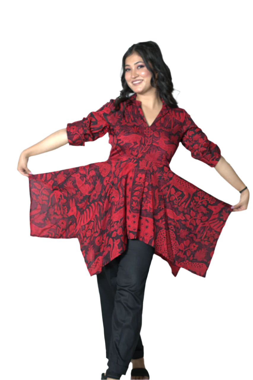 Liberty Ruby Red and Black Co-Ord set